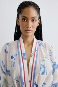Resim Kontrast Şerit Detaylı Multi Kimono - MULTI / M/L 