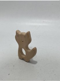 Resim Kedi Figürü Doğal Ahşap Diş Kaşıyıcı Çok Renkli 