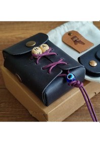 Resim Sumerian Leather Craft Deri Sigara Kılıfı Kişiye Özel Siyah 
