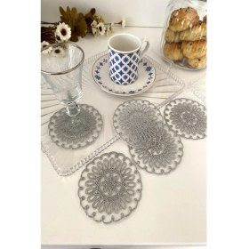 Resim Emtory Home Lagos Model | 6 Adet Fincan Yanı Sunum Peçetesi - Gri Kokteyl Peçetesi 