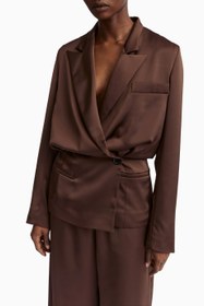 Resim Ardo Jacket Saten Kadın Blazer Ceket - Kahverengi / L 