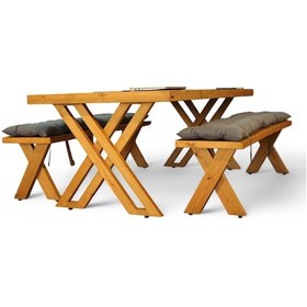 Resim Neiwel Tuer Doğal Ahşap Banklı Toplantı Masasıı x 80 x 160 Açık Ceviz 