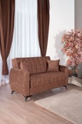 Resim Kilim Mobilya Linda Iki Kişilik Kanepe Yüksek Ayaklı Kahverengi 