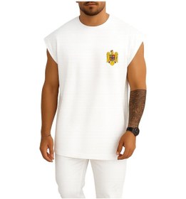 Resim Bahriyeli Collection Oversize Romania Wallachia Socialist Cep Ve Sırt Tasarımlı Atlet Beyaz 