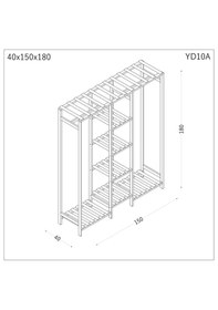 Resim Ahşap Gardırop, Masif Ahşap Dolap, Açık Dolap, Ahşap Açık Gardırop 150x40x180 Ahşap 