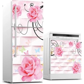Resim ve Bulaşık Makinası Beyaz Eşya Sticker Kaplama Pembe Gül 
