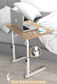 Resim Depolife Eğim Yükseklik Ayarlı Laptop Sehpası Kahvaltı Ders Çalışma Bilgisayar Ofis Yemek Masası Metal Ayak 