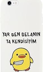 Resim Mooodcase Katil Civciv Desenli Premium Silikonlu Telefon Kılıfı iPhone 8 ile Uyumlu Beyaz 