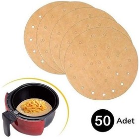 Resim 50 Adet Air Fryer Pişirme Kağıdı Tek Kullanımlık Gıda Pişirme Kağıdı Delikli Yuvarlak Model 