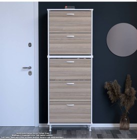 Resim Modilayn Varbi Umay' 2 Li Antre Hol 72 X193x 25, 5 Cm Lik 5 Düşer Kapak 10 Göz Bölmeli Ayakkabılık Cordoba - Beyaz 