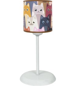 Resim ŞENAY AYDINLATMA Çocuk Odası Silindir Kumaş Abajur-sevimli Kediler 