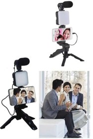 Resim ZERO LAND MTXDPN Telefon Tutucu Led Işıklı Kumandalı Mikrofon Telefon Vlog (204708) Video Kayıt 