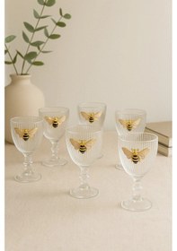 Resim 6 Lı Kristal Cam Kahve Yanı Su Bardağı Arı Bardak 75 ML 