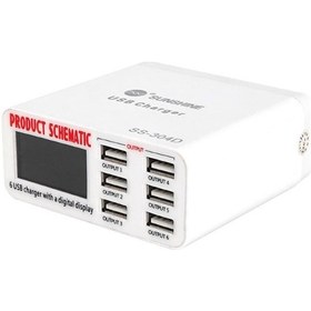 Resim Sunshıne SS-304D Evrensel 6 Bağlantı Noktalı USB Hızlı Şarj Cihazı 