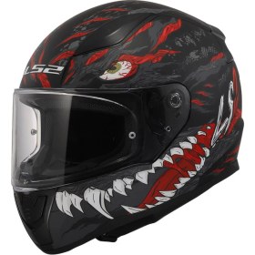 Resim LS2 Rapıd 2 Race Kaıju Mat Siyah-Kırmızı Fullface Motosiklet Kaskı Mavi Camlı 