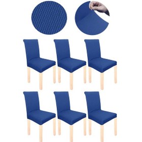 Resim Spandex Mikro Petek Kumaş Likralı Lastikli Tüylenmez 6'lı Sandalye Kılıfı Esnek Sandalye Örtüsü - Petrol 