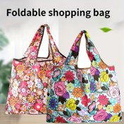 Resim Kadınlar için Yüksek Kaliteli Çiçekli Katlanabilir Alışveriş Çantası - Yeniden Kullanılabilir Polyester Tote, 46.0x35.0 cm, Elde Yıkanabilir, Yeniden Kullanılabilir Market Çantaları 