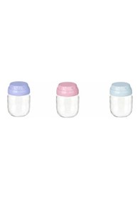 Resim 3 Adet Vintage Dekoratif Cam Kavanoz 425ml - 14,3 Oz Mavi 