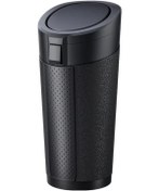 Resim Honeybeeshop Siyah Abs Malzeme Taşınabilir Araba Çöp Kutusu Yumuşak Sesiz Deri Doku Kapalı Tasarım 