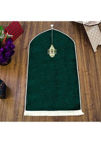 Resim Mahya Lüks Astarlı Biyeli Şönil Seccade Yeşil 66x125cm 565 Gr 