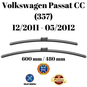 Resim Volkswagen Vw Passat Cc 357 2011 2012 Uyumlu Ön Cam Muz Tipi Silecek Süpürgesi Seti 600/480mm Silbak 