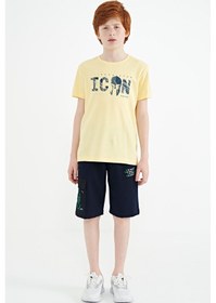 Resim Tommylife Tommy Life Sarı Ön Yazı Nakışlı O Yaka Standart Kalıp Erkek Çocuk T-shirt - 11118 Sarı 