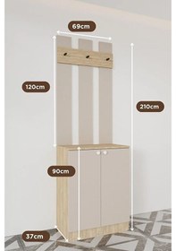 Resim Evora 1 Modern Portmanto Askılı Ayakkabılık Vestiyer Vizon - Lefkas Vizon 