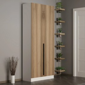 Resim Minar Kale 210 cm 2 Kapaklı 2b Raf Portmanto Beyaz Dore Plus 