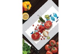 Resim Feyza Design Şeffaf Cam Kesme ve Sunum Tahtası 20X30CM Marine Cute Fish 