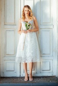 Resim Weddress Star Tül Midi Nikah Elbisesi - Fildişi Beyaz / 46 