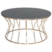 Resim ORTA SEHPA Brc Kumsaat Model Düz Siyah Temper Cam Metal çelik ROSE renk Kaplama El Yapım 