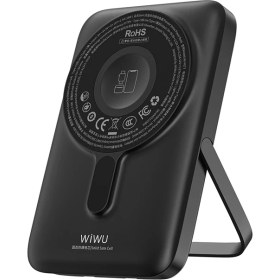 Resim Wiwu WI-P077 Pionner Serisi Wireless Şarj ve Pd 20W Hızlı Şarj Standlı Powerbank 15W 10000MAH Siyah 