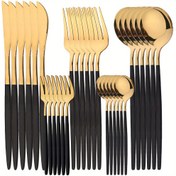 Resim 30 Parça Paslanmaz Çelik Yemek Takımı - Elegant Bıçak Seti ile Aynalı Parlak Sonuş, Bulaşık Makinesinde Güvenli, Çatal, Bıçak, Kaşık Dahil - Dayanıklı Masa Takımı Koleksiyonu 