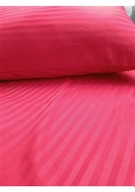 Resim Çizgili Saten Kırmızı 2 Adet 50x70 Yastık Kılıfı Kırmızı 