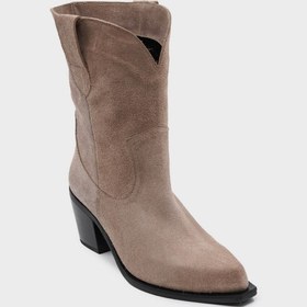Resim SHOEMOL SKC-016 Bej Süet Western Kadın Çizme 
