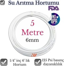 Resim Nefa Su Arıtma Hortumu 1/4 İnç 6 Mm 5 Metre 