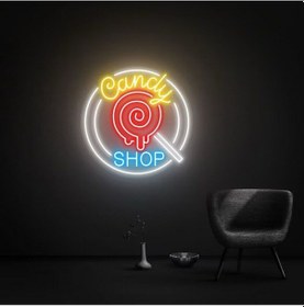 Resim Twins Led Candy Shop Yazılı Ve Şekilli Neon Tabela Kırmızı Model:model:36603366 Kırmızı 