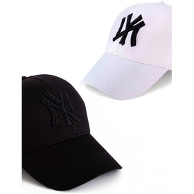 Resim Unisex 2'li Set Siyah ve Beyaz Ny New York Beyzbol Şapka - Unisex Siyah - Beyaz 