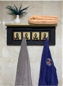 Resim Dekoratif Ahşap Banyo Askısı Siyah 