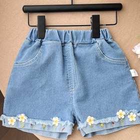 Resim Qidan Sıkı Seçilmiş + Bebek Kızlar Yazlık Giyim için 1 adet Kot Çiçekli Şort, Dış Mekanlar İçin Mükemmel 