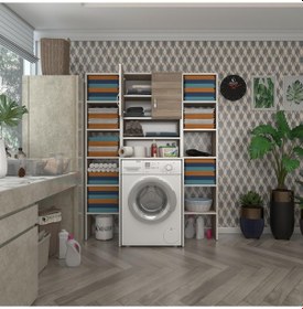 Resim Kenzlife Çamaşır Makinesi Dolabı Hayzummaksduble Crd 180 126 55 Banyo Kiler Çift Kapaklı Arkalıklı Çok Renkli 