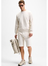 Resim Grimelange BONELL Erkek %100 Pamuk Relaxed Bisiklet Yaka Uzun Kollu Ekru Sweatshirt 
