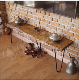 Resim Kilizmanmasif Kütük Kenarlı Dekoratif Ahşap Tv Sehpası 