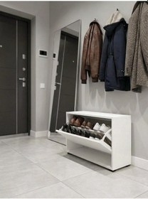 Resim Mono Düşer Kapak Beyaz Ayakkabılık Tek Raflı Ayakkabılık 1 Bölmeli Beyaz 