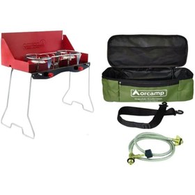 Resim Katlanabilir Ayaklı İkili Yer Tipi Kamp Ocak - Çantalı (K-629) 