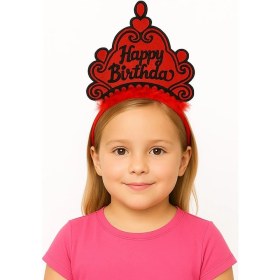 Resim Kırmızı Happy Birthday Doğum Günü Prenses Tacı 