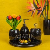 Resim MIARIK DESIGN & DEKORASYON Dekoratif Siyah Mermer Banyo Seti Takımı 5 Li Tasarım Set 