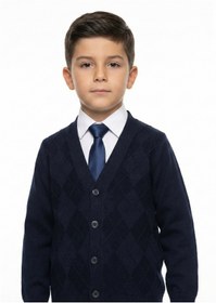 Resim Doctor junior Erkek Çocuk Baklava Desenli Düğmeli Lacivert Okul Hırkası 