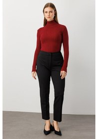 Resim Ekol Kadın Büyük Beden Dar Paça Cepsiz Pantolon 1025 Siyah Siyah 