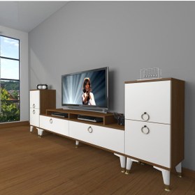 Resim Decoraktiv Ekoflex On2 Mdf Gold Tv Ünitesi Tv Sehpası - Ceviz - Beyaz 